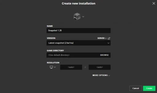 Minecraft 1.20 Release Candidate 1 Installation