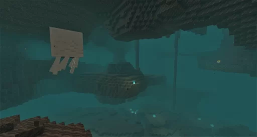 Scariest Minecraft Biomes Screenshot: Ghast Floating Over Soul Sand Valley
