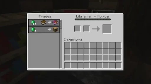 Step 6: Swamp Librarian Villager Trading Window Screenshot