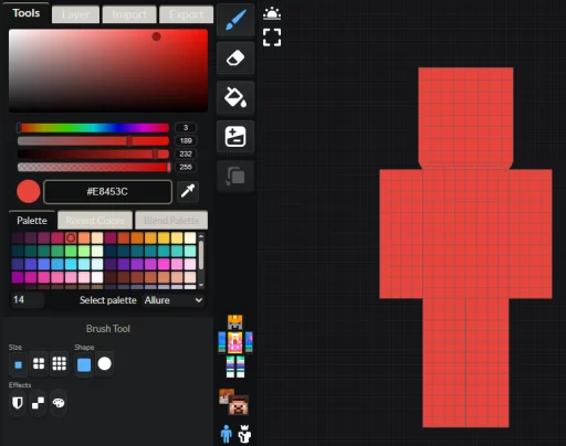 needcoolershoes.com Skin Editor Screenshot