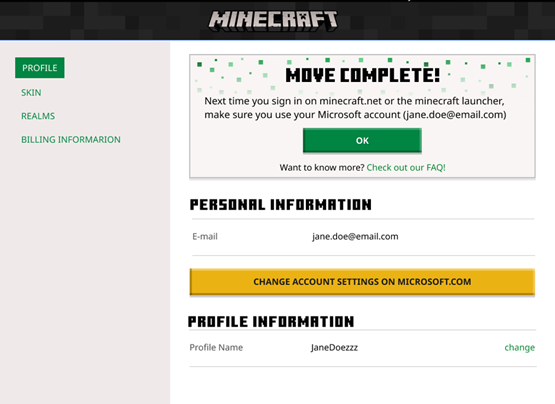 Minecraft Account Migration Error - Microsoft Community